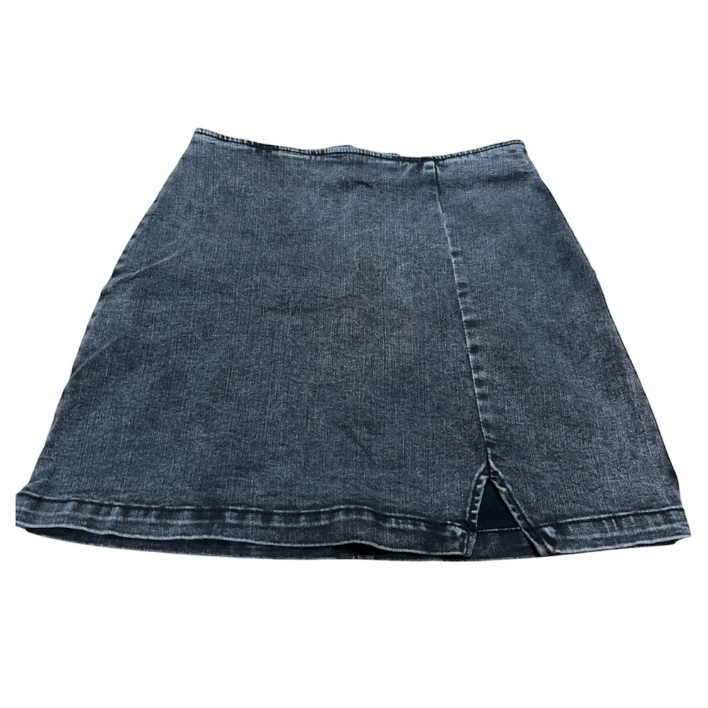 Wild fable black washed denim mini skirt with slit